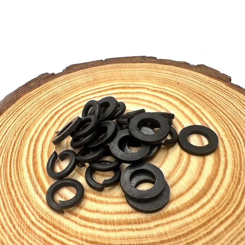 NGe 100 Set M6 Steel Split Washer Lock Spring Ring and Flat Washer, Surface Black Oxide Finish, 0.08" and 0.05" Thick - Image 5